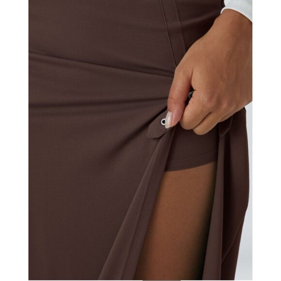 Halara High Waisted Decorative Buckle Split 2-in-1 Maxi Casual Skirt Sz Large Br - Picture 5 of 10